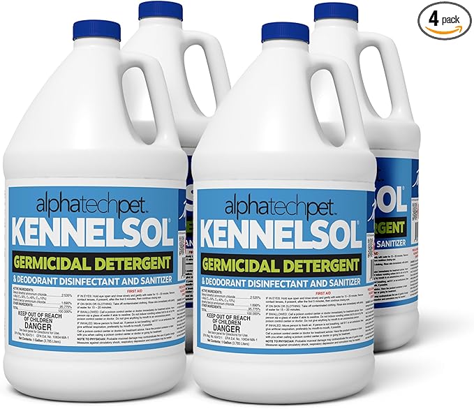 ATP KennelSol 1-Step Kennel Cleaner - 1 Gallon (Pack of 4) Liquid Disinfectant, Effective Against Bacteria and Viruses, Deodorizer Wintergreen Scent by Alpha Tech Pet-Mewly Pet