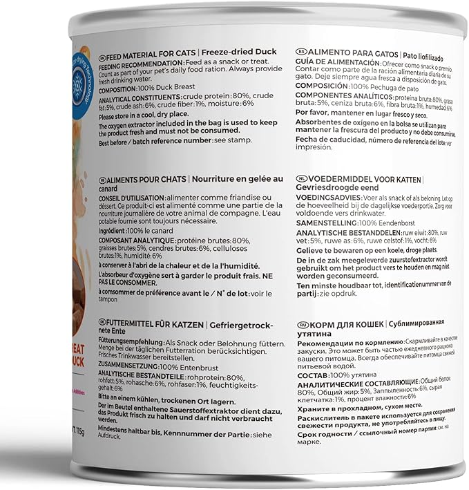 Freeze Dried Cat Treats - 100% Duck Breast Grain Free Raw - Natural Balance Limited Ingredient High Protein Cat Snack 115g/4.1oz - Picky Eater Challenger-Mewly Pet