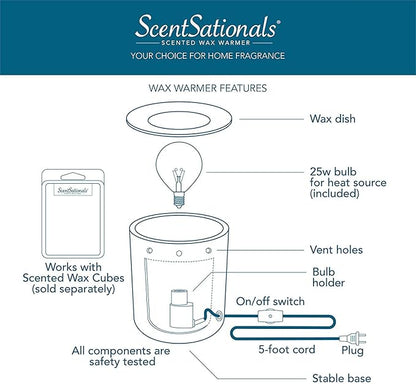 Scentsationals Wax Melt Warmer, Wax Warmer for Scented Wax Melts - Spring Collection Lemon Crate - Candle Wax Melter for Fragrance Cubes and Tarts
