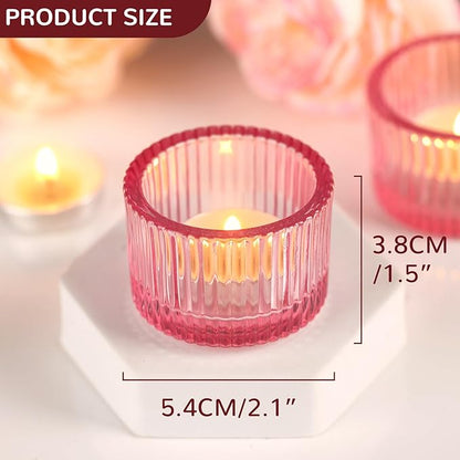 Pink Tealight Candle Holder Set of 12, Small Votive Candle Holders for Table Centerpiece,Glass Tea Light Candles Holder for Party&Home,Wedding Decor(2''Dia*1.4''H)