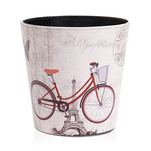 Vintage Decorative Wastebasket,Floral Design Trash Can, Classic Fashion Theme Garbage Bin,Waste Basket For Small Office Baskets,Bederoom Bins,Farmhouse Decor Cans, 2.9 Gallon Wastebaskets(Bicycle)