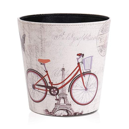 Vintage Decorative Wastebasket,Floral Design Trash Can, Classic Fashion Theme Garbage Bin,Waste Basket For Small Office Baskets,Bederoom Bins,Farmhouse Decor Cans, 2.9 Gallon Wastebaskets(Bicycle)
