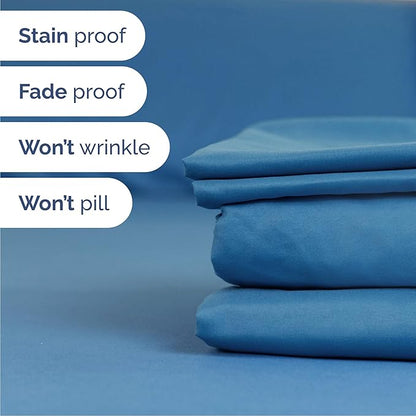 Queen 6 Piece Sheet Set - Comfy Breathable & Cooling - Ultra-Soft Hotel Luxury Bedding Set w/ 8-16 Inch Deep Pockets - 1 Flat & 1 Fitted Sheet & 4 Pillowcases - Wrinkle Free & Easy Care - Denim Blue