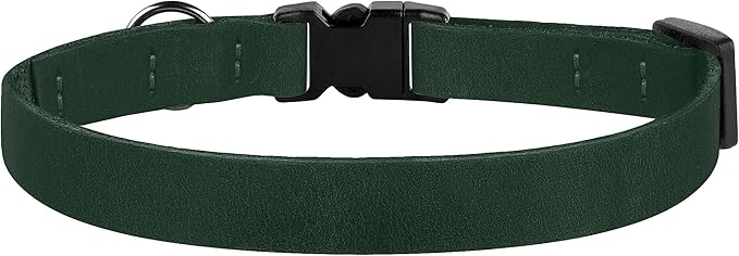 Breakaway Cat Collar Leather with Removable Bell - 13 Colors Available - Soft Adjustable Girl Boy Safety Lightweight Pet Kitten Collars Pink Brown Blue Green Red Orange Black (Emerald)-Mewly Pet