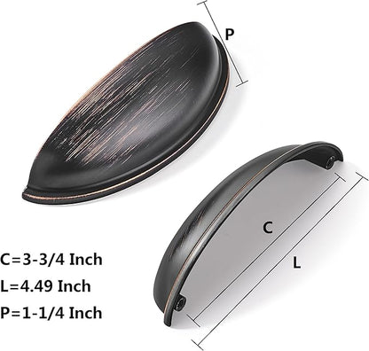 khtumeware 10 Pack 3-3/4" Drawer Pulls Oil Rubbed Bronze Cabinet Cup Pulls Kitchen Hardware Cabinet Handles Drawer Handles Knobs 3-3/4 inch Hole Center