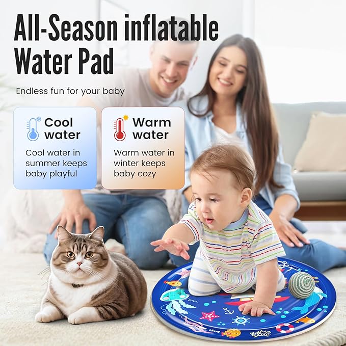 cat Cold pad, Portable Water-Filled, Interactive cat Toy, Suitable for All Kinds of Pets, Keeping Your Pets Cool in Summer Ocean Blue-Mewly Pet