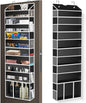 Over The Door Organizer Closet,6 Bins 12 Side Pockets,Hanging Organizer,Anti Tilt 50 lbs Load Organizers and Storage with Clear Window for Bedroom,Nursery,Rv,Bathroom,Camper(Black)