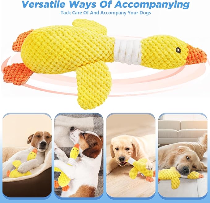 Vitscan Durable Dog Toys for Small Large Dogs, Dog Chew Toy for Aggressive Chewers, Tough Squeaky Interactive Dogs Toys for Puppies Plush Puppy Toys Goose Pet Toy Puppy Chew Toys for Teething-Mewly Pet