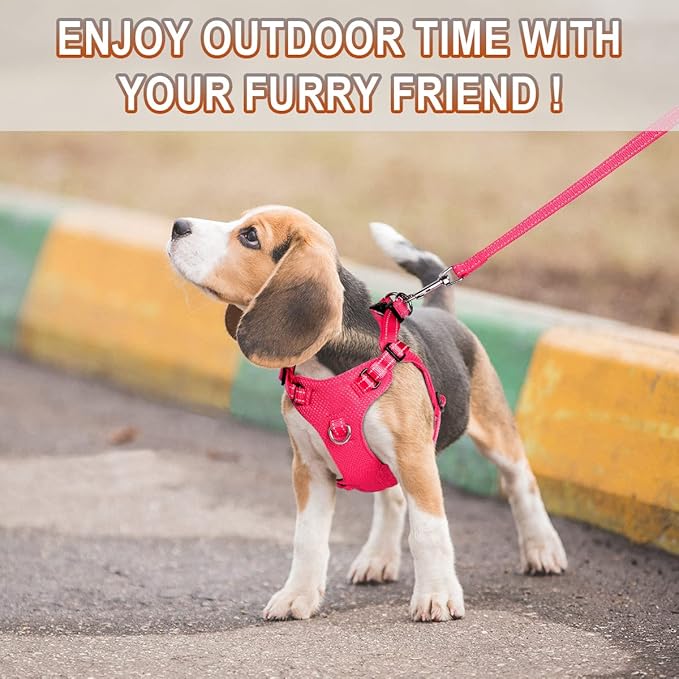 Dog Harness Step in Dog Vest Harness, Reflective Adjustable Puppy No Pull Harness Breathable Soft for Small and Medium Dogs Cats, Pink, XS-Mewly Pet