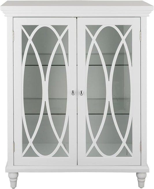 Teamson Home Florence 26 in. x 32 in. 2-Door Freestanding Wooden Floor Cabinet with Adjustable Shelves for Storage Solutions in Bathrooms, Kitchens, Laundry Rooms, Home Offices, White