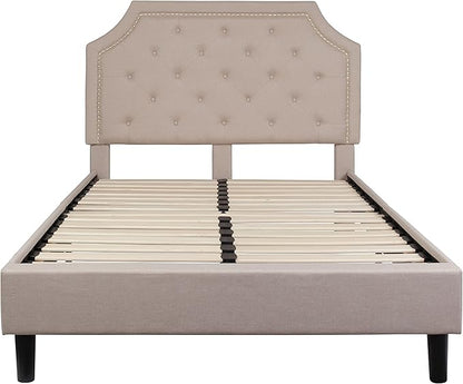 Flash Furniture Brighton Full Size Tufted Upholstered Platform Bed in Beige Fabric