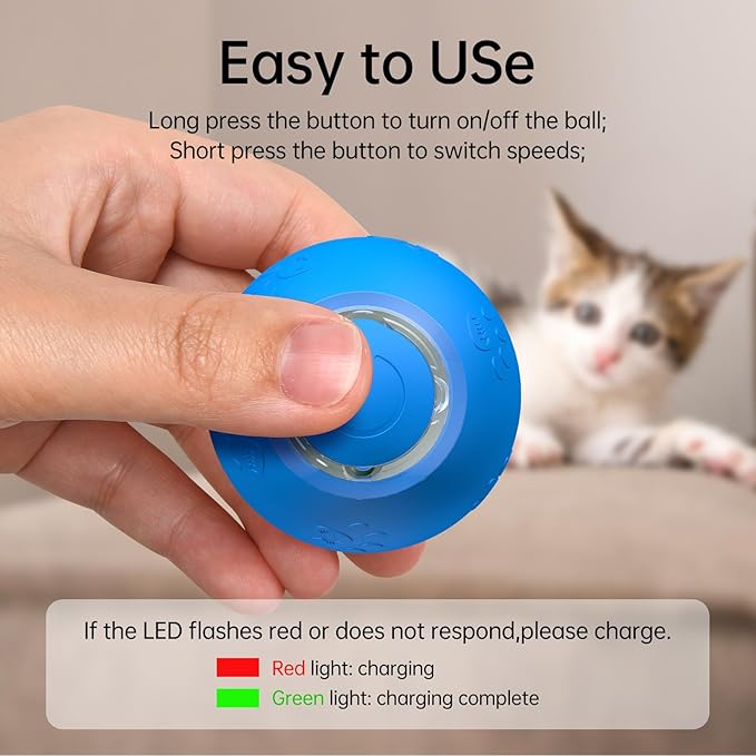 Interactive Cat Toy Ball- 2025 Smart Rolling Cat Toy with Shiny Tail, Motion Activated Boredom Relief for Indoor Cats, USB Rechargeable & Obstacle Avoidance-Mewly Pet