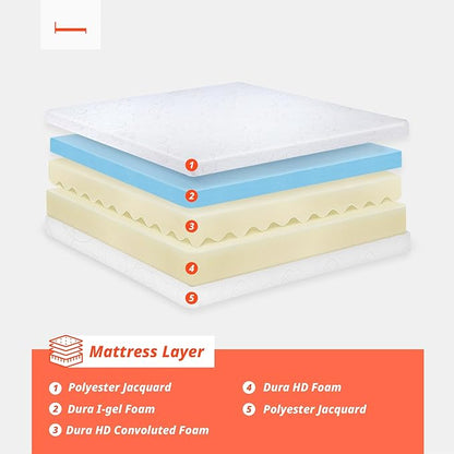 PrimaSleep Full Mattress, 7 Inch Deluxe Gel Memory Foam Mattress, Gel Infused for Comfort and Pressure Relief, CertiPUR-US Certified, Bed-in-a-Box, Medium Firm, Full Size