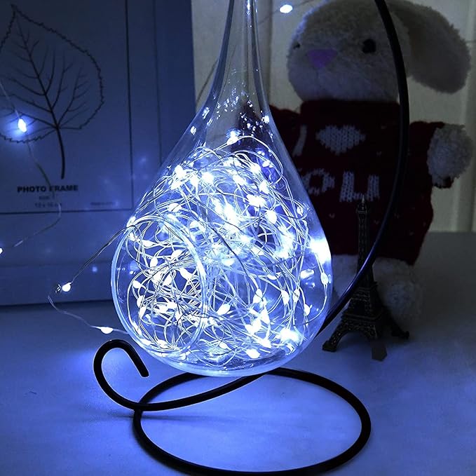 Sanniu Led Fairy Lights Battery Operated, 1 Pack Mini Battery Powered Copper Wire Starry String Lights for Christmas,Bedroom, Parties,Wedding,Indoor,Home Decoration (5m/16ft Cool White)