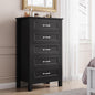 LINSY HOME Dresser for Bedroom, 5 Drawer Dresser with Metal Handles, Tall Chest of Drawers for Living Room, Entryway and Hallway, Black