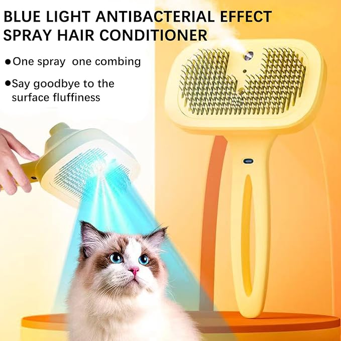 Pet Steam Brush Dog Four in One Multi-Purpose Cat Steam Brush Has Self-Cleaning Function Anti Static Massage Cleaning and Shedding Innovative Spray Function is Ideal for Cats and Dogs-Mewly Pet