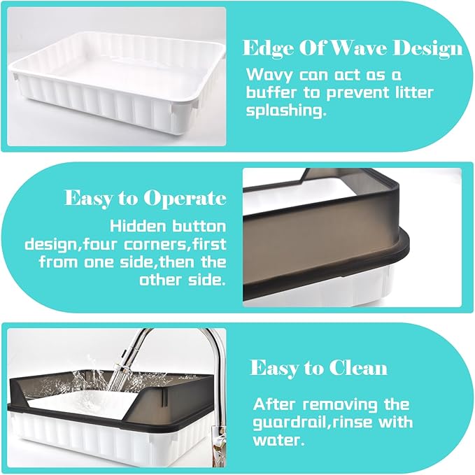 Large Cat Litter Box with High Sides,Semi Enclosed Cats Litter Box,Anti-Splashing Detachable Cat Litter Pan,Kitten Toilet with Litter Sifting Scoop for Big Middle Small Cats,Easy to Clean No Odor-Mewly Pet