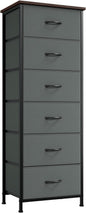 Somdot Tall Dresser for Bedroom with 6 Drawers, Storage Organizer Chest of Drawers with Removable Fabric Bins for Closet Bedside Living Room Laundry Entryway Hallway, Charcoal Grey