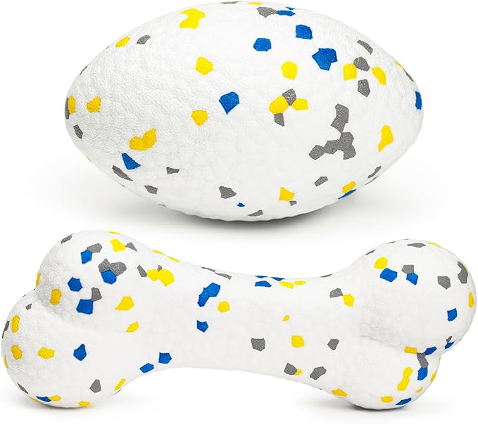 2Pcs Bone Dog Balls+Rugby Dog Toys for Aggressive Chewers, Indestructible Tennis Balls for Dogs (Bone+Rugby)-Mewly Pet