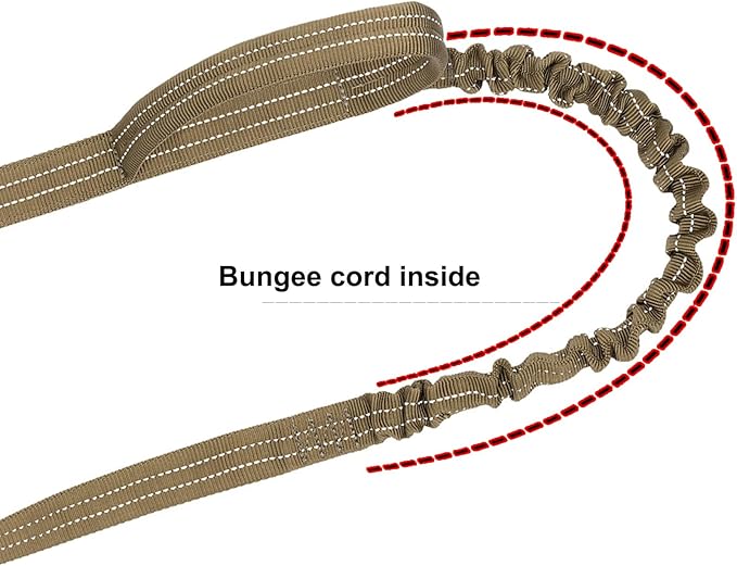 ICEFANG Tactical Dog Leash,K9 Training Walking Bungee Lead with 2 Control Handle,Heavy Duty Quick Release Metal Clasp,Hands Free D-Ring for Medium Large Dogs (4ft,Reflective Brown)-Mewly Pet