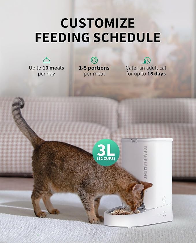 PETKIT Automatic Cat Feeder, 2.4G WiFi Automatic Dog Feeder, App Control Pet Food Dispenser with Triple Fresh-Lock System, Up to 10 Meals Per Day, Schedule Feeding, Food Shortage Alert, 3L Capacity-Mewly Pet
