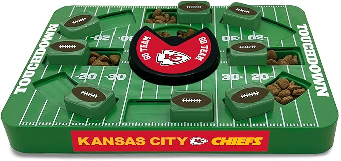Pets First Kansas City Chiefs Large Puzzle Puzzle Toy, New Size, Interactive Slow Feeding Toy-Mewly Pet