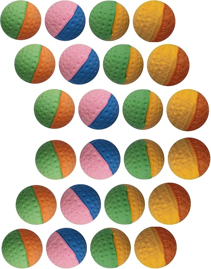 YnFag 24 Pack Foam Soccer Balls Cat Toys for Indoor Cats Cat Balls (24Pcs Two-Color Golf)-Mewly Pet