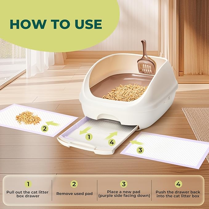 Cat Pads Refills for Tidy Cats Breeze Litter System - Super Absorbent 6-Layer Pads for Odor Control Unscented - 16.9" x 11.4" - Pack of 20 Litter Box Replacement Pads-Mewly Pet