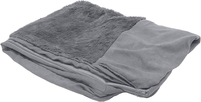 Furhaven Replacement Dog Bed Cover Plush & Suede Sofa-Style, Machine Washable - Gray, Large-Mewly Pet
