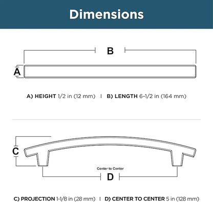 Franklin Brass (5-Pack) – Deep Bronze Cabinet Handles, 5-1/16 Inch Hole Center, Pulls for Drawers, Kitchen Cabinet Door, Dressers | Pierce