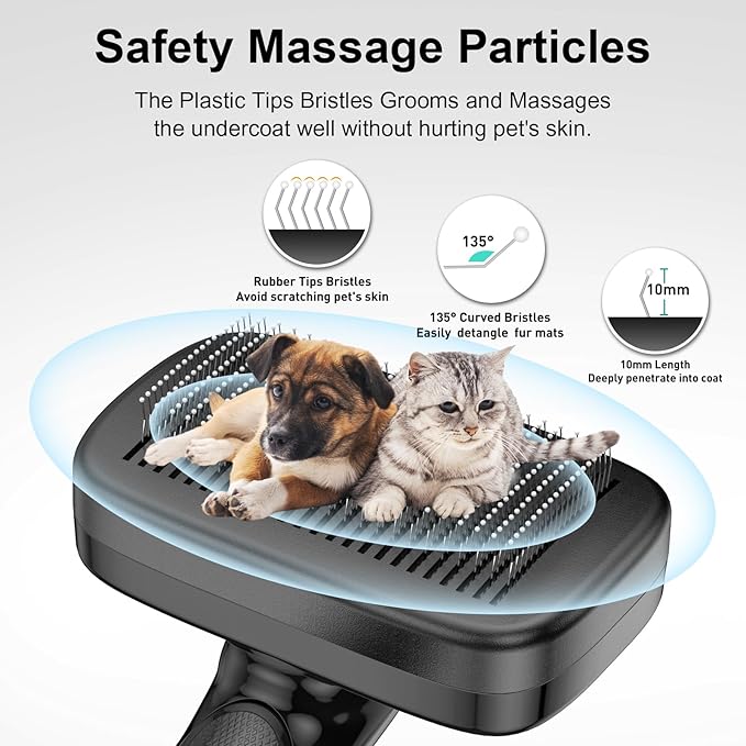 Dog Brush for Shedding & Grooming Small Medium Large Dogs & Cats - Remove Loose Fur, Knot, Undercoat. Suitable for Long Short Hair Lengths sensitive Animals, Black-Mewly Pet