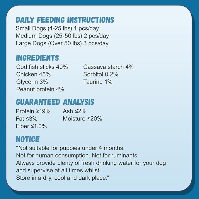 Dog Treats Chicken Wrapped Cod Sticks, Natural Chicken Cod Jerky Treats Rich in Omega-3, High Protein Chewy Training Treats Dog Snacks for Small Medium Large Dogs, 15-17 Counts, 10.6 oz-Mewly Pet