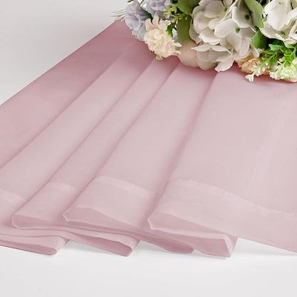 Chyhomenyc Sheer Curtains 24 Inch Length, Small Window Curtains for Bathroom Living Room Basement, Voile Short Rod Pocket Curtain Tiers, 42in Wx 24in L, 2 PCS, Blush Pink