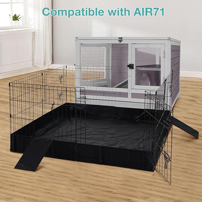 Guinea Pig Cage with Wooden Stand,Indoor Rabbit Hutch with 2 Stories,Hamster Cage with Anti Chew Ramp,Hideout, Platform, Pull Out Tray (Grey)-Mewly Pet