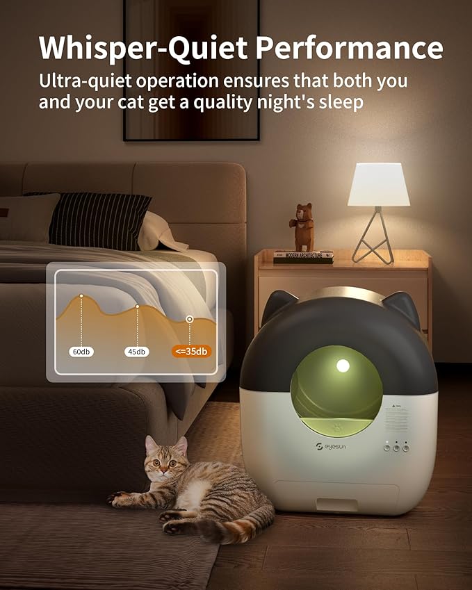 Self Cleaning Litter Box,76L Automatic Cat Litter Box Self Cleaning with APP Control,Low Noise,Safety Protection,Roll Garbage Bags,Deodorizer and Cleaning Brush for Multiple Cats-Mewly Pet