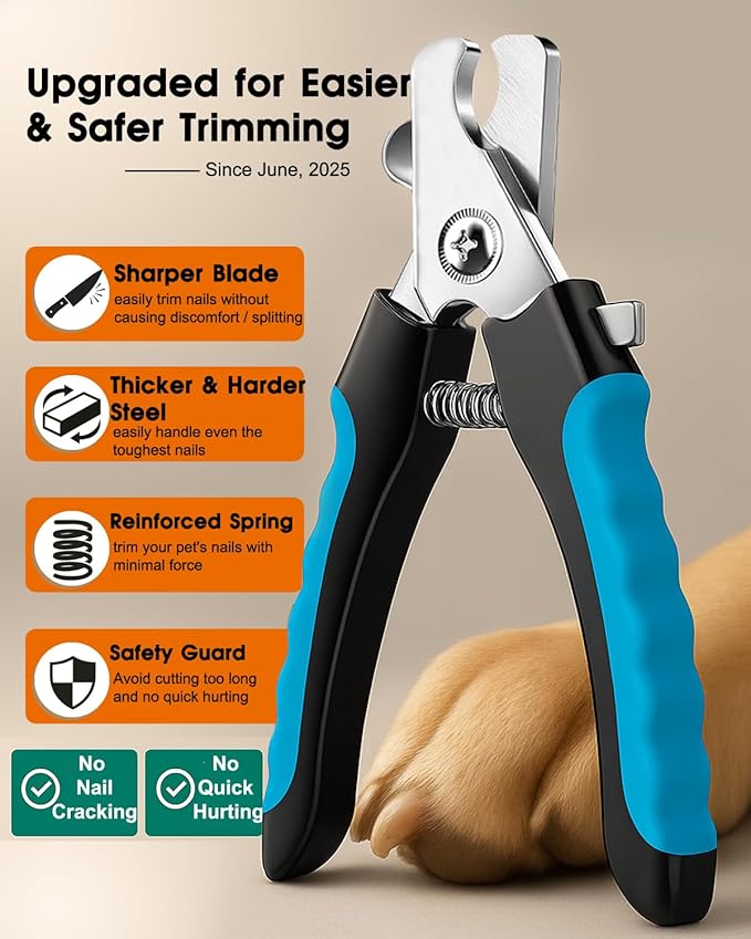 Dog Nail Trimmers and Dog Nail Clippers Kit, Whisper Quiet Electric Grinder with Light, for Small, Medium, Large Dogs, Cats Toenail Grooming, 3 Speeds-Mewly Pet