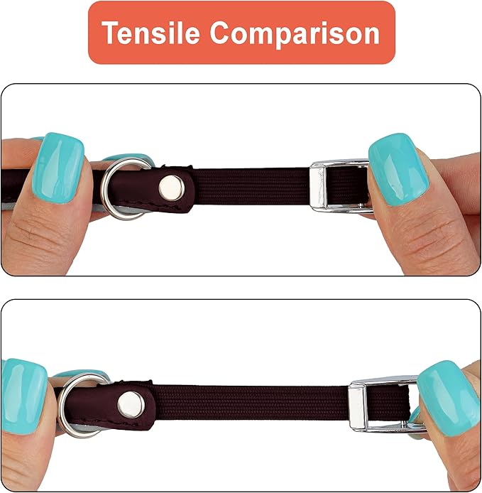 OOPSDOGGY Rolled Leather Cat Collar with Bell, Reflective Kitten Collars with Buckle Include Safety Elastic Strap - Adjustable Small Pet Collars for Boy Girl Cats (Burgundy)-Mewly Pet