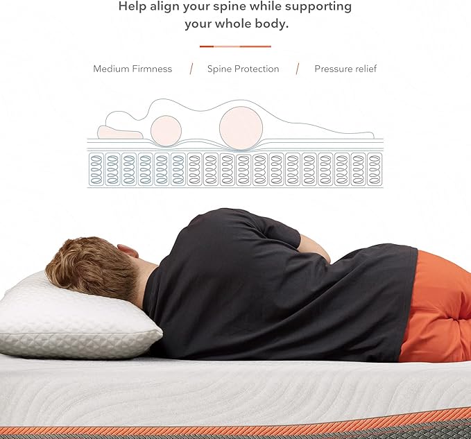 Sweetnight King Size Mattress, Individually Wrapped Coils for Motion Isolation, with Moisture Wicking Adaptive Cover, Medium Firm Bed Mattress, King Size, White & Grey, 10 Inch