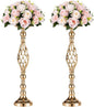 Versatile Metal Flower Arrangement Stand & Pillar Candles Holder Set for Wedding Party Dinner Centerpiece Event Restaurant Hotel Decoration (2 x L, Gold)