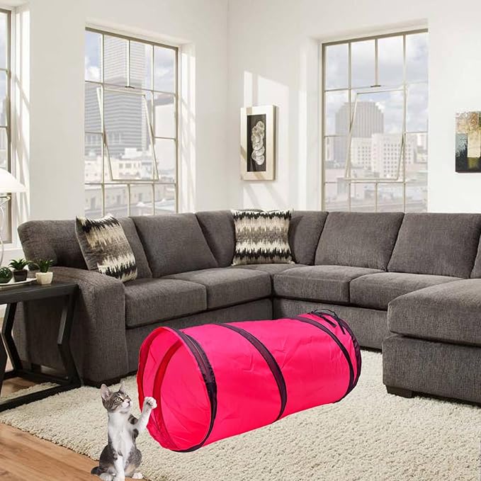 iCAGY Foldable Spiral Cat Tunnel - Indoor Toy for Small Cats, Kittens, and Rabbits - Tube for Interactive Play and Outdoor Fun - Pet Activity Toy 20" 3 Pcs-Mewly Pet