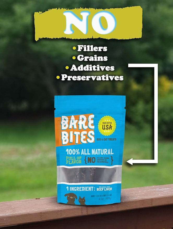 100% All Natural Dehydrated Beef Liver Dog and Cat Treats (6 Ounce Bag) (6 Ounce Bag)-Mewly Pet