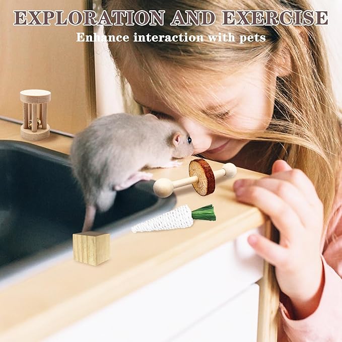 Hamster Toys Set,Guinea Pig Toys Small Animal Chewing Toy and Rat Cage Accessories, 16 Different,Hamster Small Animal Hideout ,Chinchillas, Gerbils, Rats, Rodents Teeth Care,Natural Molar Tools-Mewly Pet