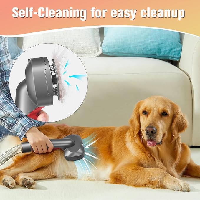 FUNTECK 2-in-1 Dog Hair Vacuum Brush for Grooming & Shedding Compatible with Dyson Gen5, V15, V12, V11, V10, V8, V7 – Removes Loose Hair, Dander, Undercoat & Tangles – Self-Cleaning Design-Mewly Pet