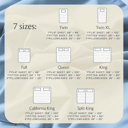 LuxClub Twin XL Sheets - Soft Twin Bed Sheets for Boys and Girls, 3 PC Deep Pockets Wrinkle Free Kids Fitted Sheets Machine Washable Hotel Bedding Silky Soft - Sky Twin XL