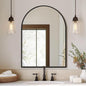 FICTOR Bathroom Vanity Mirror for Wall,40”x30” Large Arched Metal Framed Bathroom Mirror for Over Sink,Entryway, Living Room & Bedroom(Black)