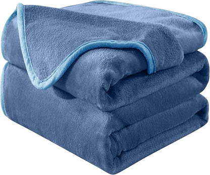 Soft Twin Size Blanket for All Season Lightweight Thermal Fleece Summer Autumn Fall Winter Spring Blankets for Twin/Twin XL Extra Long Bed Couch Sofa,66x90 Inches,Washed Blue