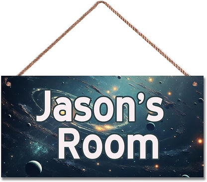 Personalized Universe Sign Funny Galaxy Themed For Kids Room Boys Bedroom Door Decor,Custom Name Fantasy Stars Wall Decor Decorative Plate for Nursery Girls Room