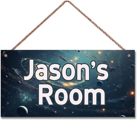 Personalized Universe Sign Funny Galaxy Themed For Kids Room Boys Bedroom Door Decor,Custom Name Fantasy Stars Wall Decor Decorative Plate for Nursery Girls Room