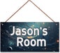 Personalized Universe Sign Funny Galaxy Themed For Kids Room Boys Bedroom Door Decor,Custom Name Fantasy Stars Wall Decor Decorative Plate for Nursery Girls Room