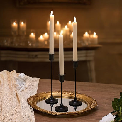Candlestick Holders, Taper Candle Holders Set of 6, Black Candle Sticks Holder Decor Candelabra for Table Centerpiece, Fireplace Mantel & Housewarming Décor with Gift Box